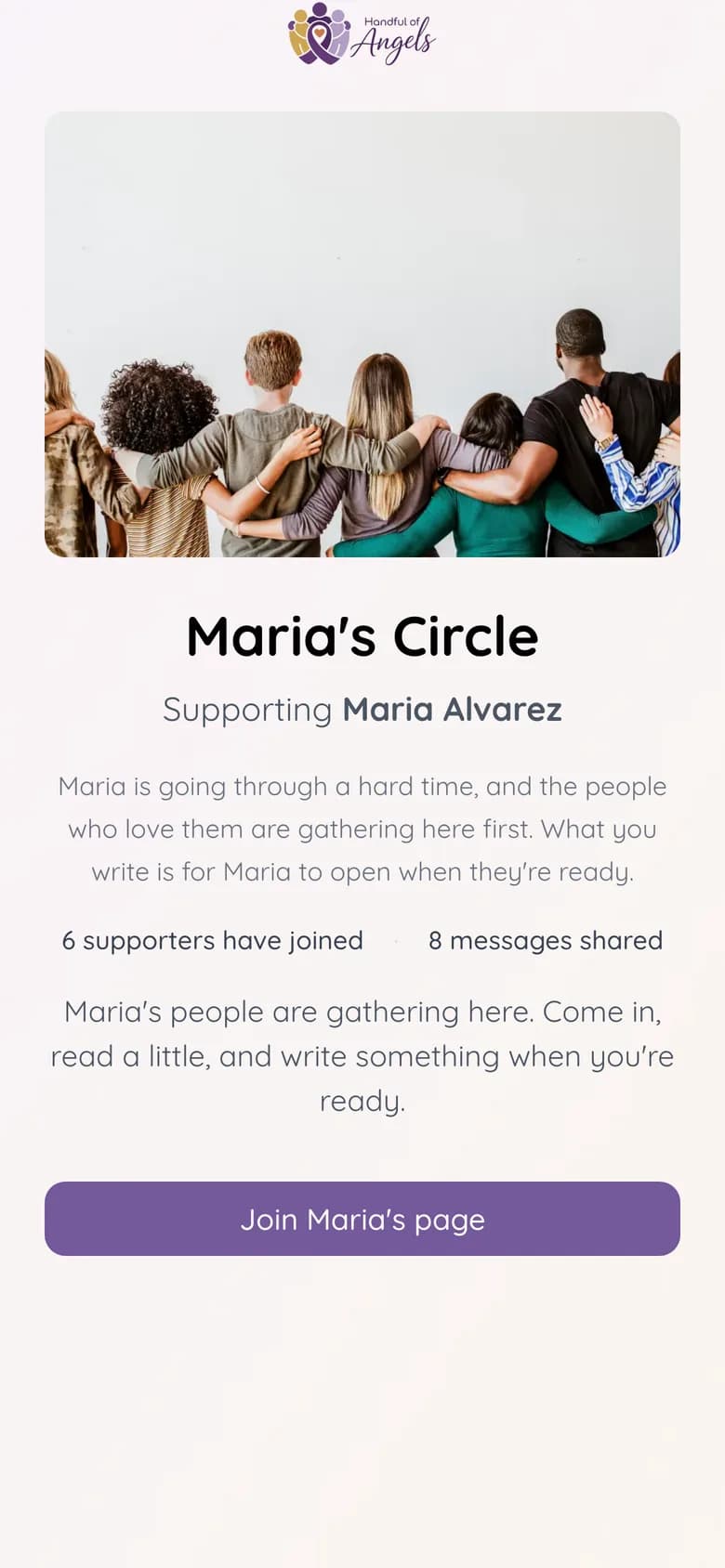 What an invited person sees: the campaign name, a photo, how many have joined, and a Join button
